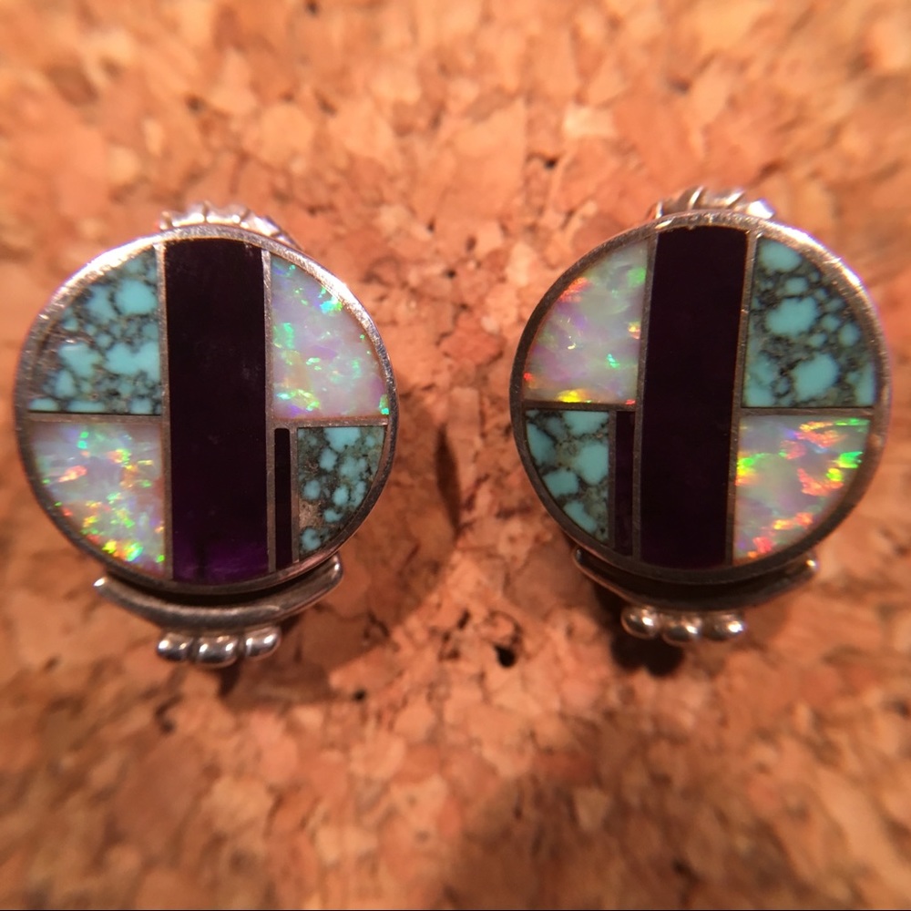DAVID ROSALES Vintage Opal Sugilite Turquoise Post
